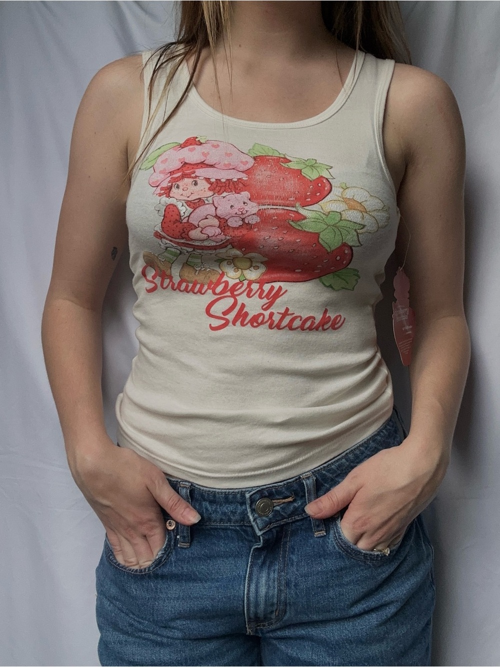 Strawberry Shortcake Cream Graphic Tank Top